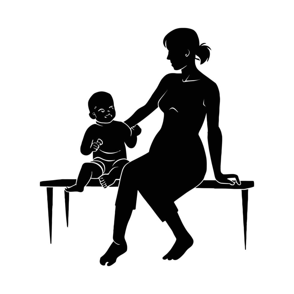 Mutter und Baby Silhouette, Mutter Tag Vektor Illustration Satz, Weiß Hintergrund.