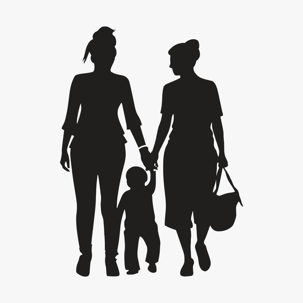 Mutter und Baby Silhouette, Mutter Tag Vektor Illustration Satz, Weiß Hintergrund.