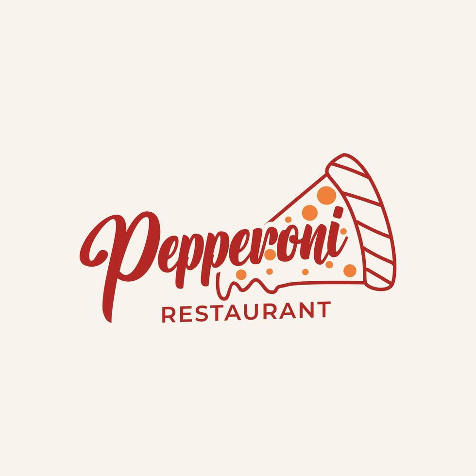 pepperoni pizza utsökt restaurang retro årgång logotyp design element vektor