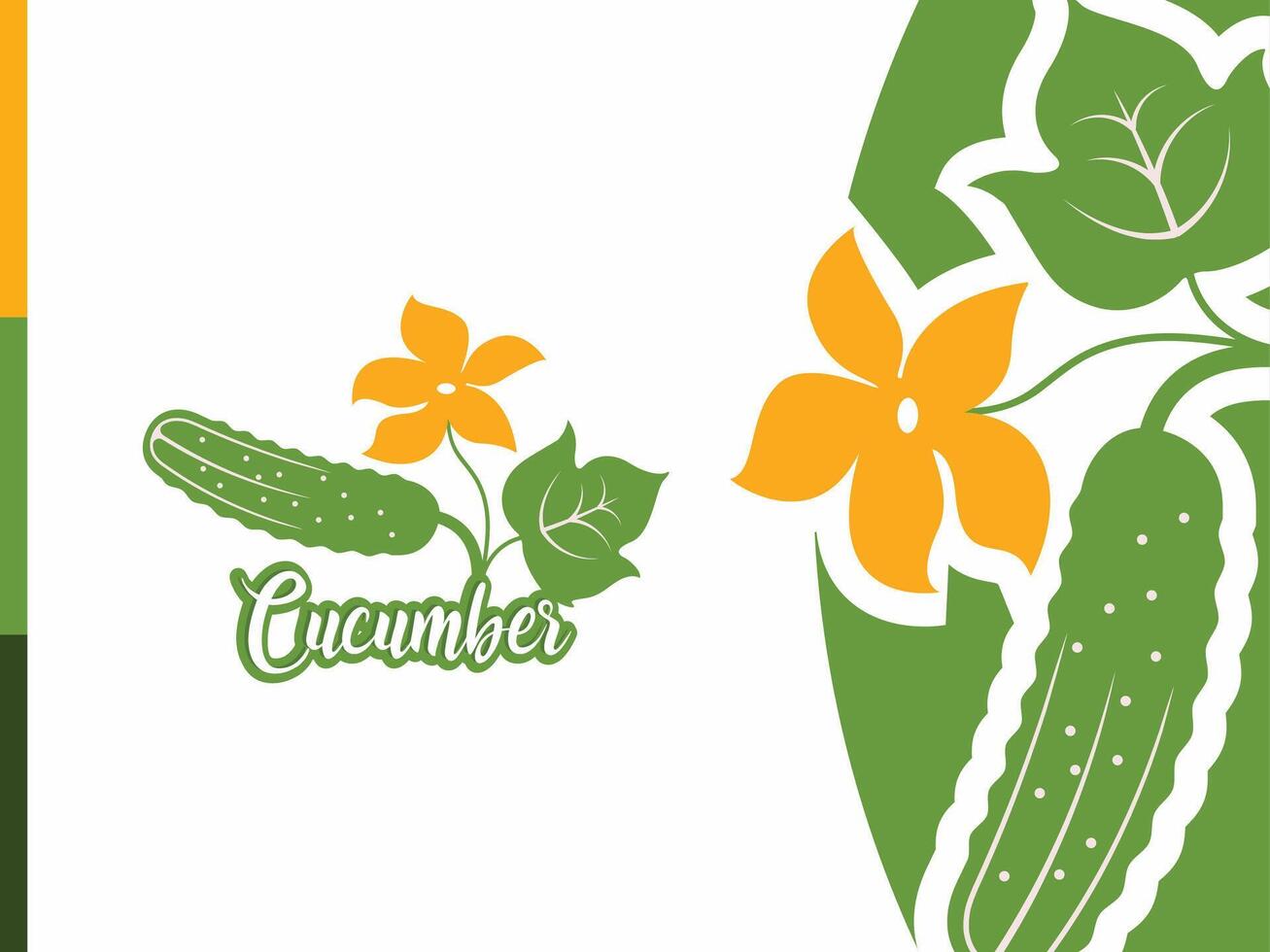 Grün Gurke Vektor Logo Illustration mit ein Gelb Blume