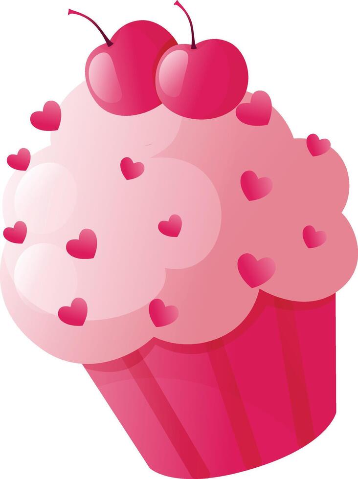 Valentine Cupcake-Symbol mit Herzen vektor