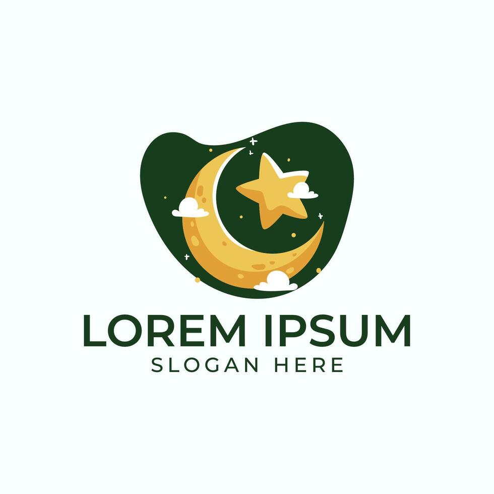 platt logotyp design halvmåne måne ramadan islamic vektor