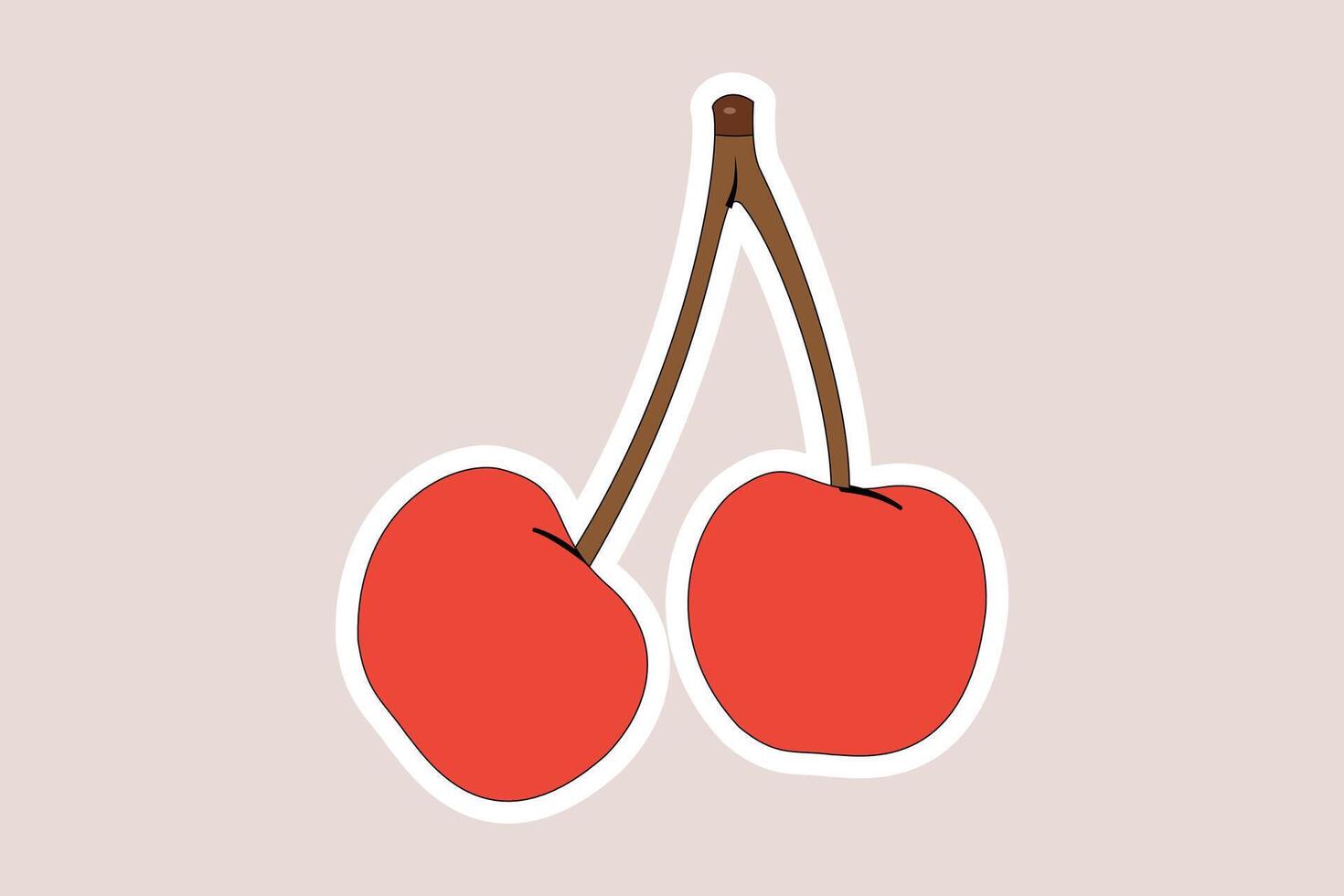 zwei saftig rot Kirschen Logo Aufkleber Design Vektor. Essen Objekte Symbol Konzept. Kirsche Aufkleber Design Logo Symbol. vektor