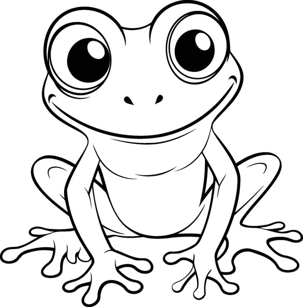 ai generiert Frosch Färbung Buch zum Kinder. Karikatur Charakter. Vektor Illustration