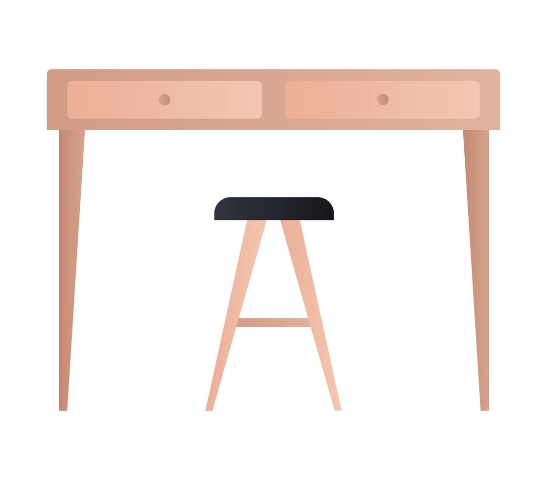 isolierter Schreibtisch mit Stuhlvektordesign vektor