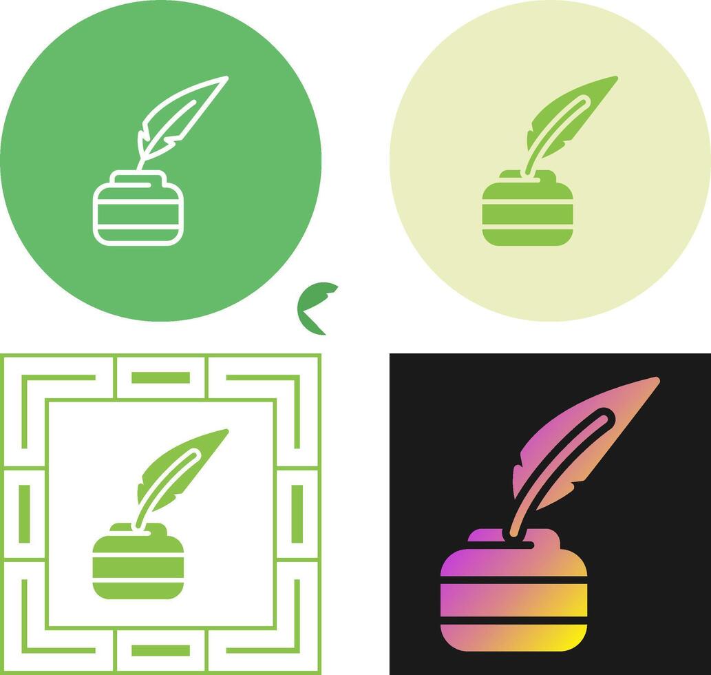 Feder Stift mit Tintenfass Vektor Symbol