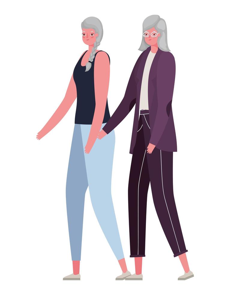zwei ältere Frauen Cartoons Vektor-Design vektor