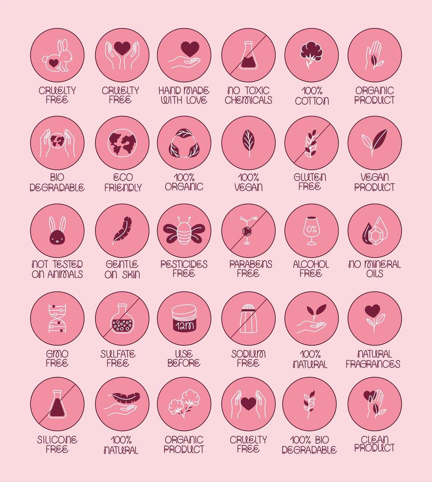 dreißig Öko-Produktmarken vektor