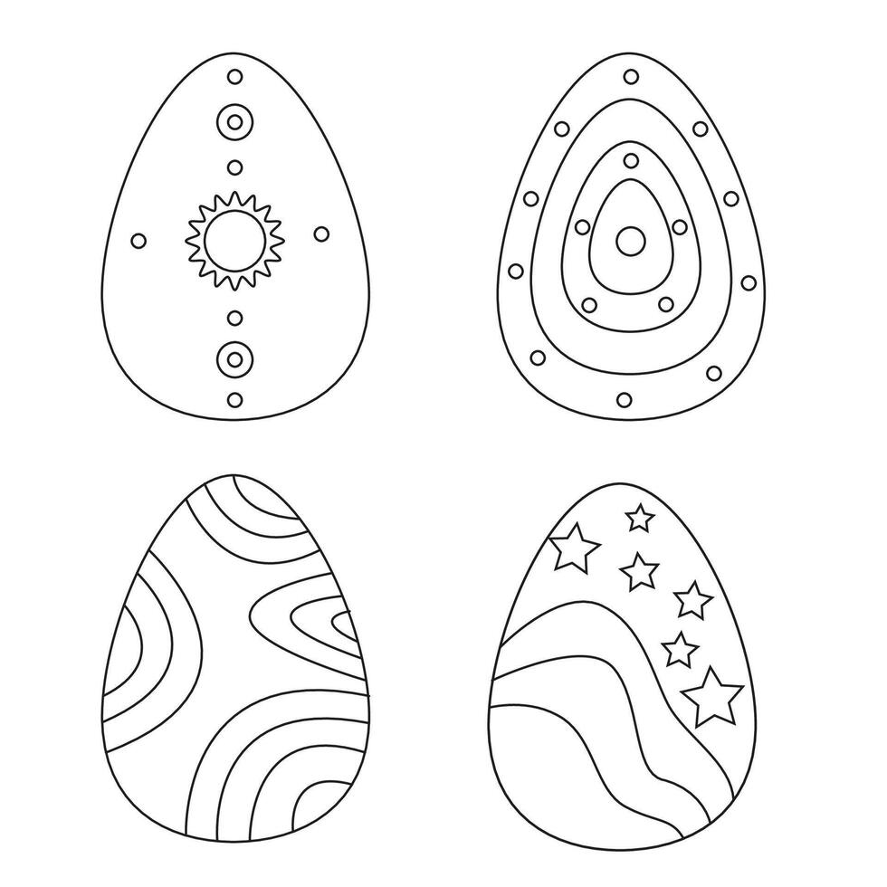 Vektor schwarz und Weiß Linie Vorlage zum Färbung Ostern Eier