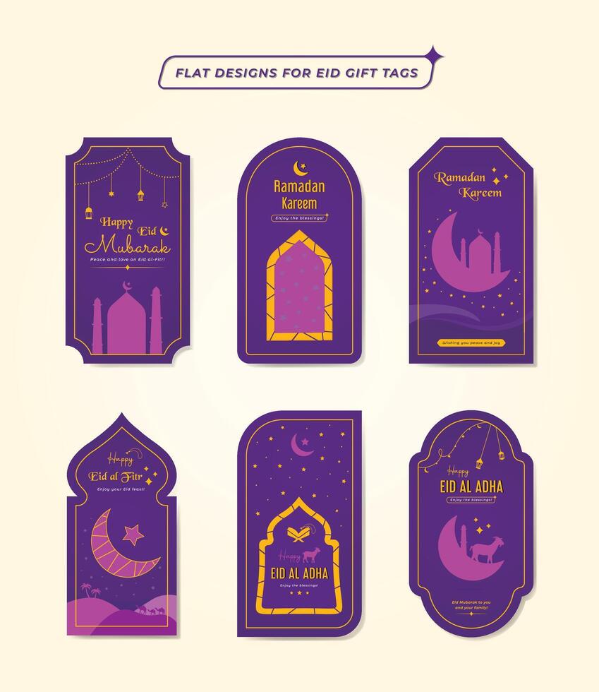 eid Mubarak Gruß Karte Sammlung oder Ramadan Etikette Designs vektor