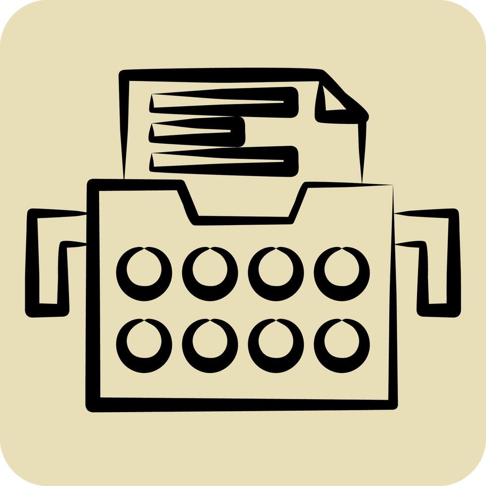 ikon skrivmaskiner. relaterad till posta kontor symbol. hand dragen stil. enkel design redigerbar. enkel illustration vektor