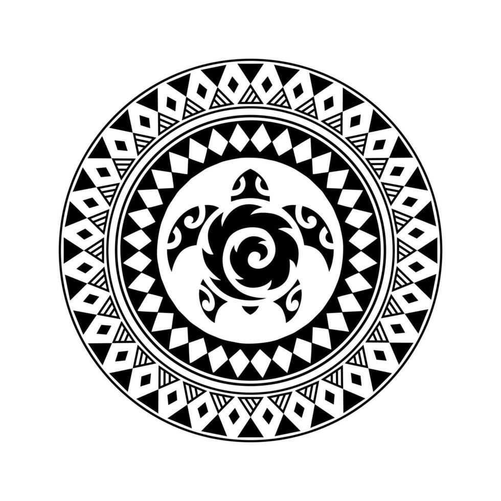 runden tätowieren Ornament mit Schildkröte Maori Stil. afrikanisch, Azteken oder Maya ethnisch Stil. vektor