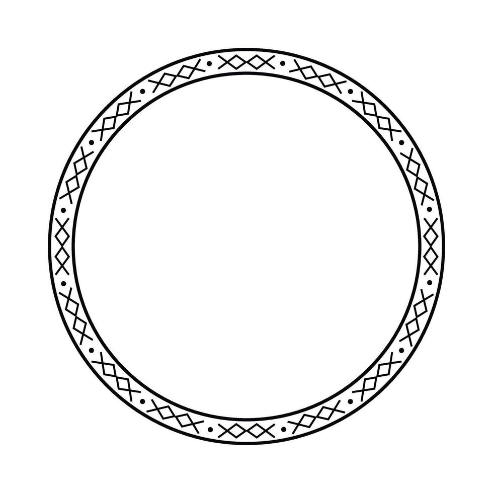 runda geometrisk maori gräns ram design. enkel. svart och vit. vektor