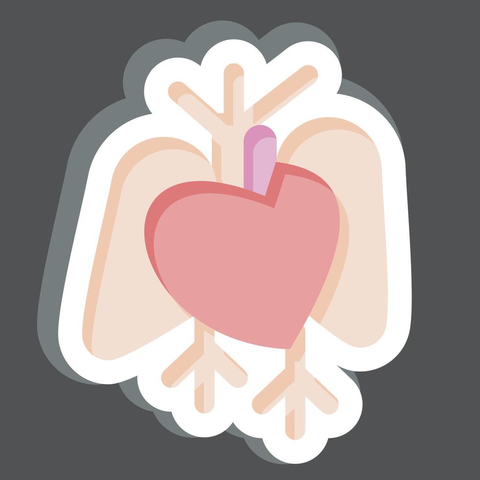 klistermärke hjärta. relaterad till mänsklig organ symbol. enkel design redigerbar. enkel illustration vektor