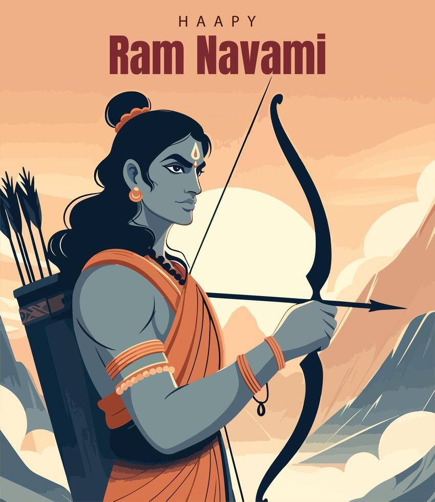 RAM Navami Sozial Medien Vorlage vektor