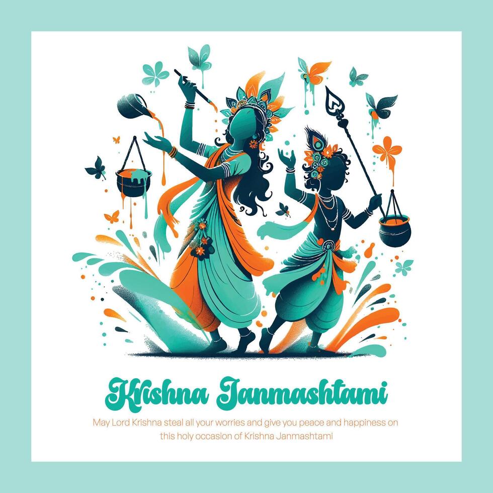 krishna Janmashtami Sozial Medien Vorlage vektor