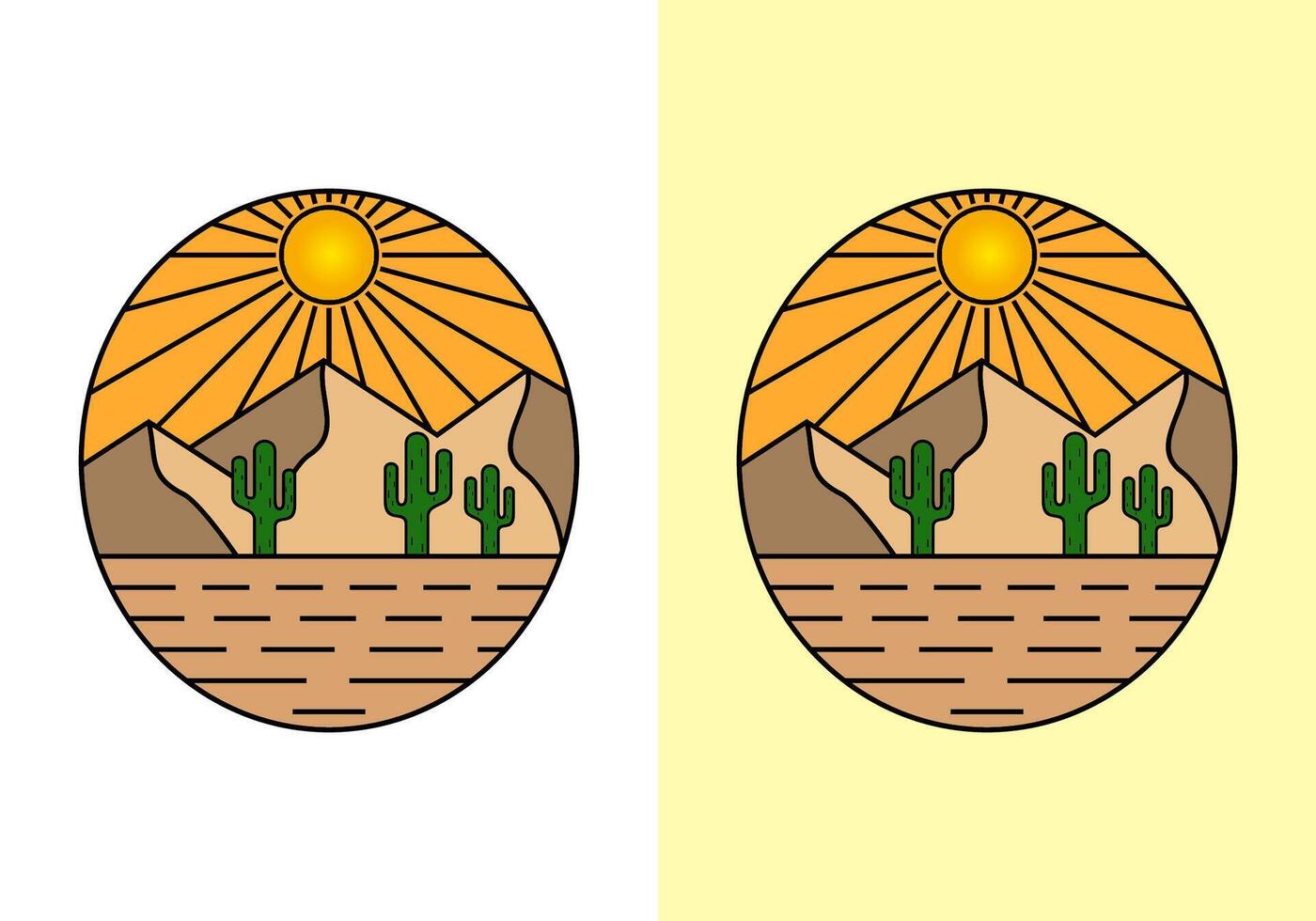 Vektor Illustration von Wüste Berge mit Kaktus um Sie