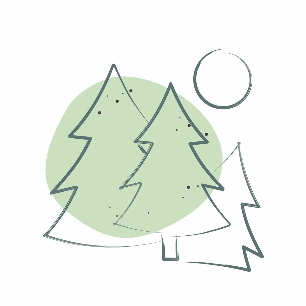 Symbol Wald. verbunden zu Freizeit und Reise Symbol. Farbe Stelle Stil. einfach Design Illustration. vektor