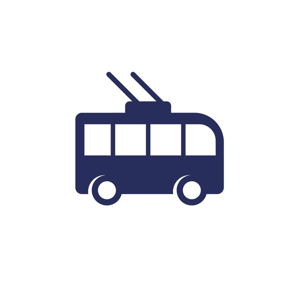 trolleybuss ikon på vit, vektor tecken