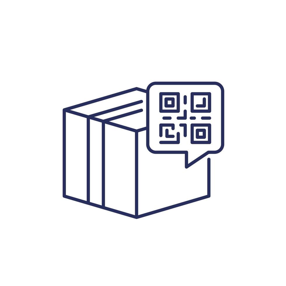 paket eller paket med qr koda linje ikon vektor