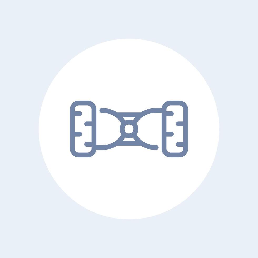 Hoverboard Linie Symbol isoliert auf Weiss, Vektor Illustration