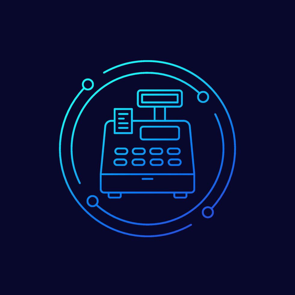 Kasse registrieren Symbol, linear Design vektor