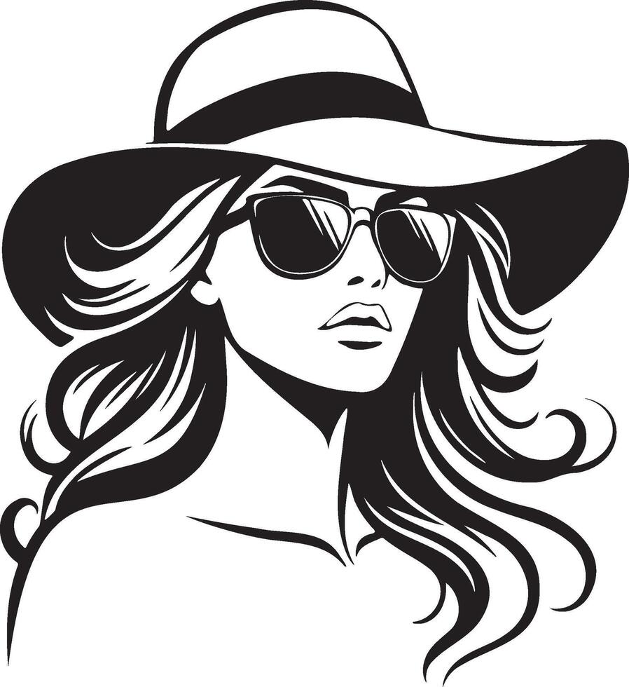 trendig kvinna bär hatt illustration. vektor