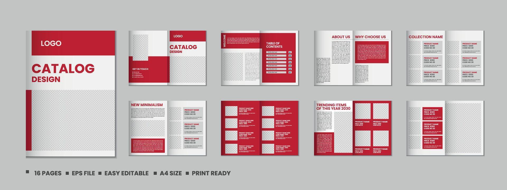 Möbel Produkt Katalog Design, Mehrere Seiten Broschüre Katalog Vorlage Design mit Attrappe, Lehrmodell, Simulation vektor