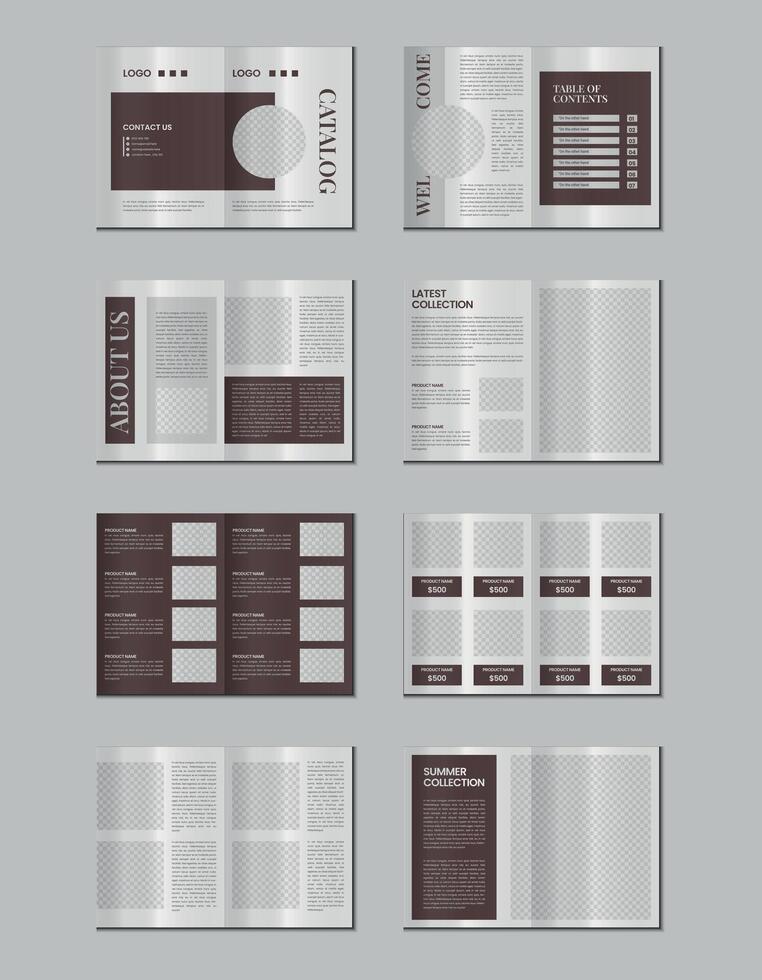 möbel produkt katalog design, flersida broschyr katalog mall design med attrapp vektor