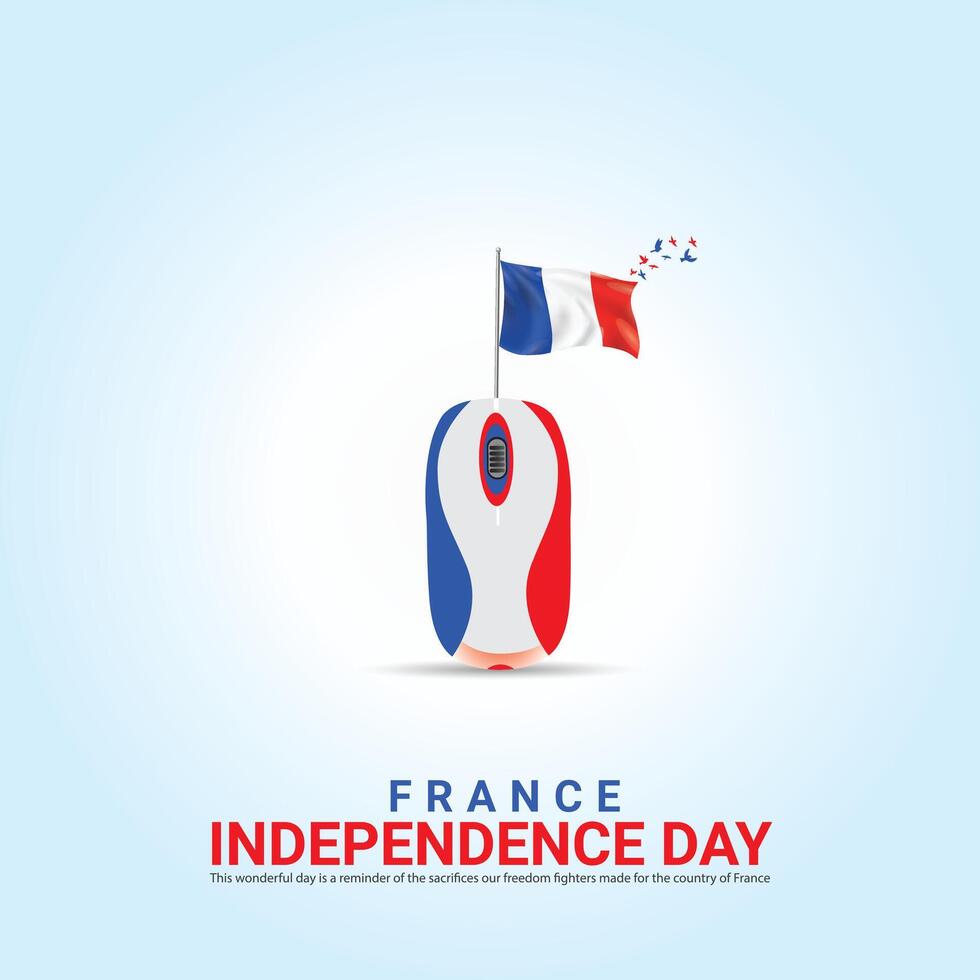 Unabhängigkeit Tag von Frankreich. Unabhängigkeit Tag kreativ Design zum Sozial Medien Post vektor