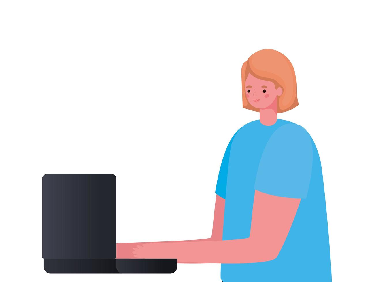 blonde Frau Cartoon mit Laptop arbeiten Vektor-Design vektor