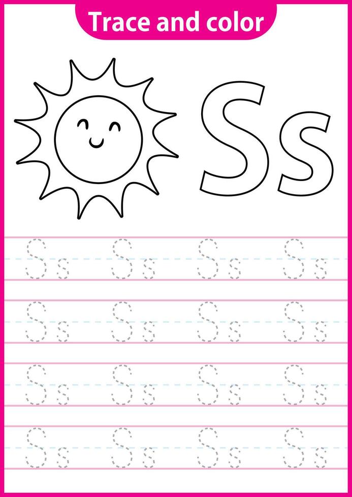 Englisch Schreiben Arbeitsblatt zum kg Schreiben trainieren Aktivität zum Kinder. Handschrift Übung zum Kinder. druckbar Arbeitsblatt. vektor