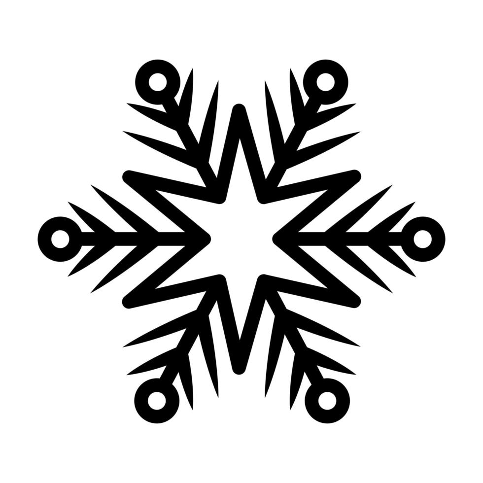 Schneeflocke von schwarzer Farbe mit weißem Hintergrund vektor