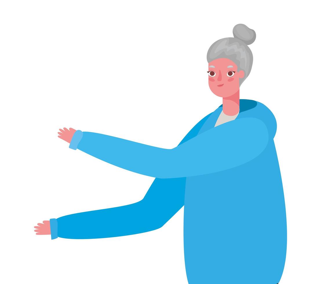 senior kvinna tecknad med sportkläder vektordesign vektor