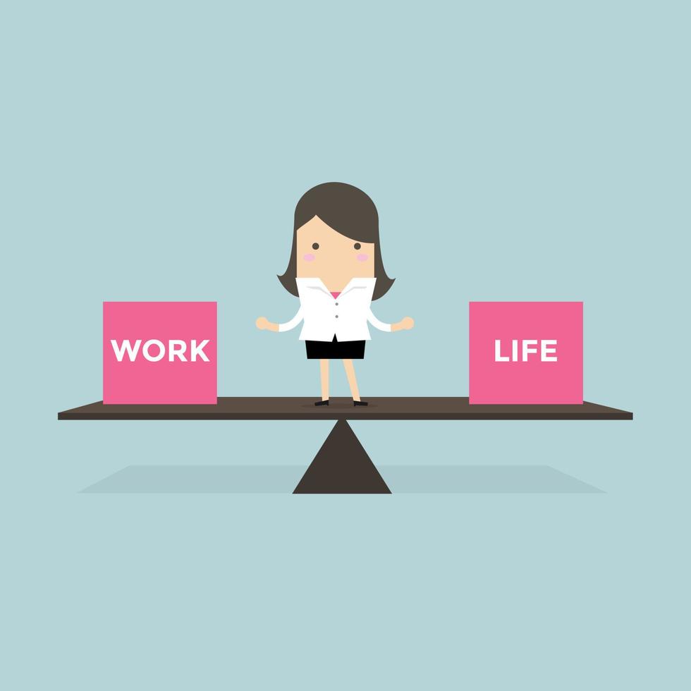 Geschäftsfrau Balance zwischen Arbeit und Leben. vektor