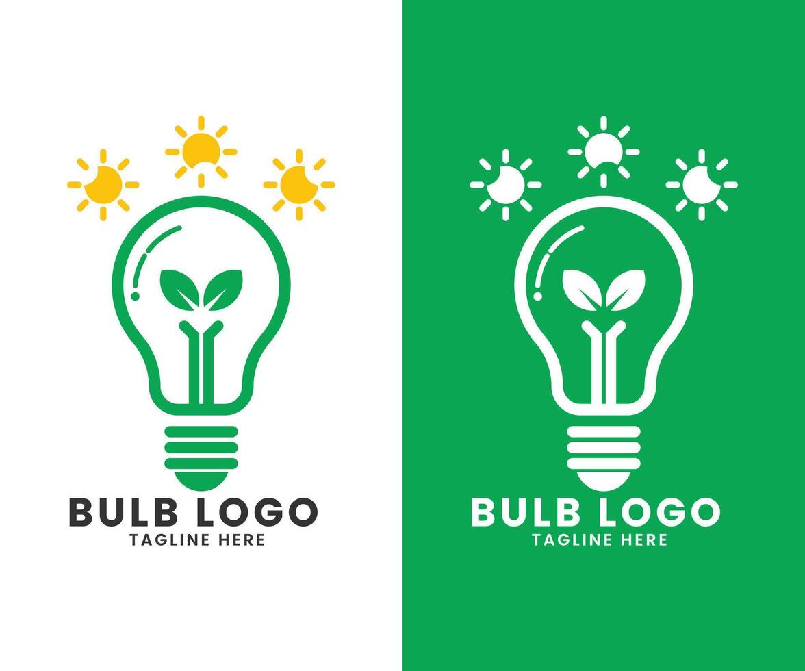 eco energi grön träd blad kreativ innovativ ljus Glödlampa logotyp design vektor mall