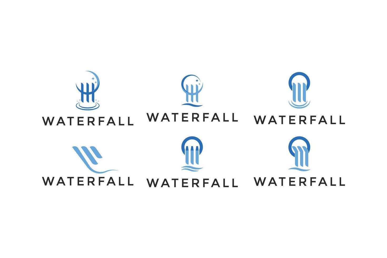 uppsättning av vattenfall logotyp design kreativ aning vektor