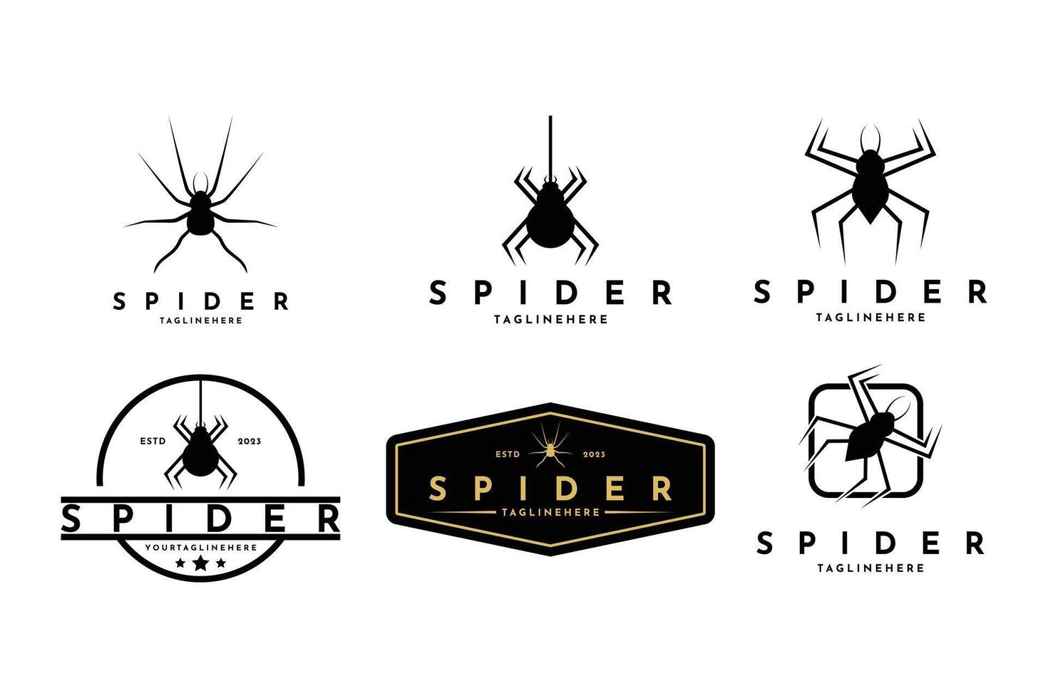 einstellen von Spinne Silhouette Logo Design Jahrgang retro Stil vektor