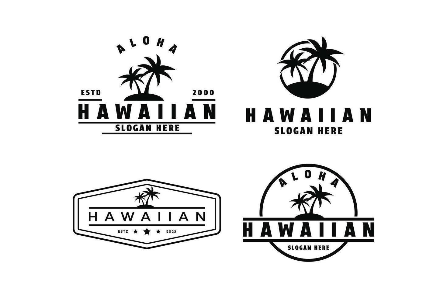 einstellen von hawaiisch Logo Design Jahrgang retro Stil vektor