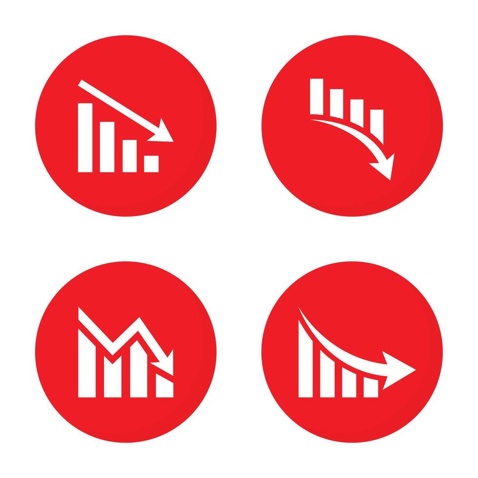 abnehmend Graph Symbol Vektor im eben Stil. Markt Absturz Konzept