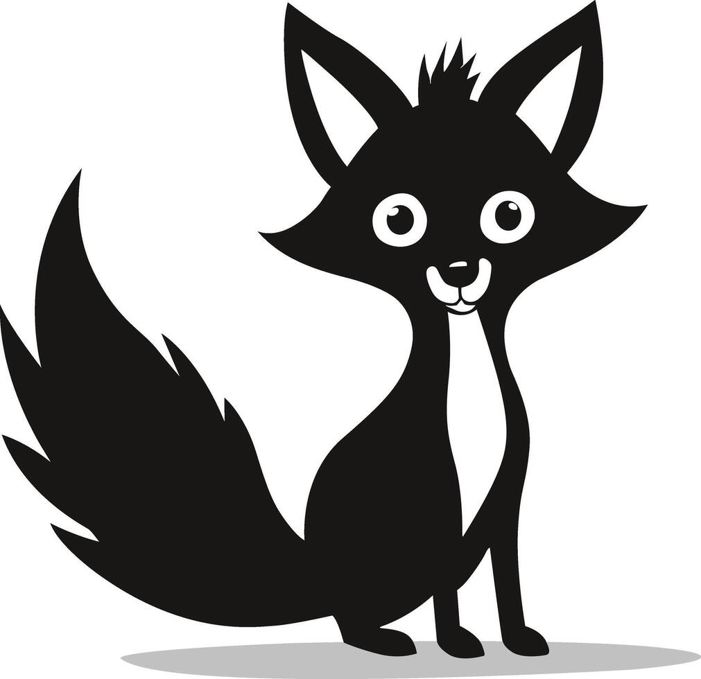 Karikatur Fuchs Silhouette Vektor. schwarz und Weiß Karikatur Fuchs Clip Art. vektor