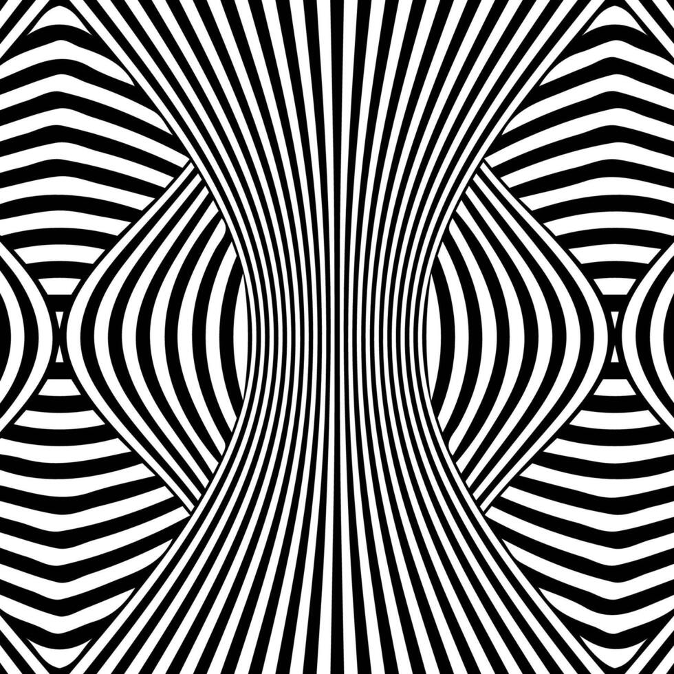 abstrakt optisch Illusion gestreift Hintergrund im schwarz und Weiß vektor