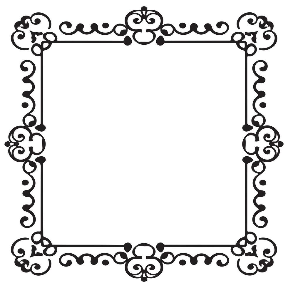 rechteckig Rahmen mit dekorativ Ecke. Design Rand Linie schwarz auf Weiß Hintergrund. vektor