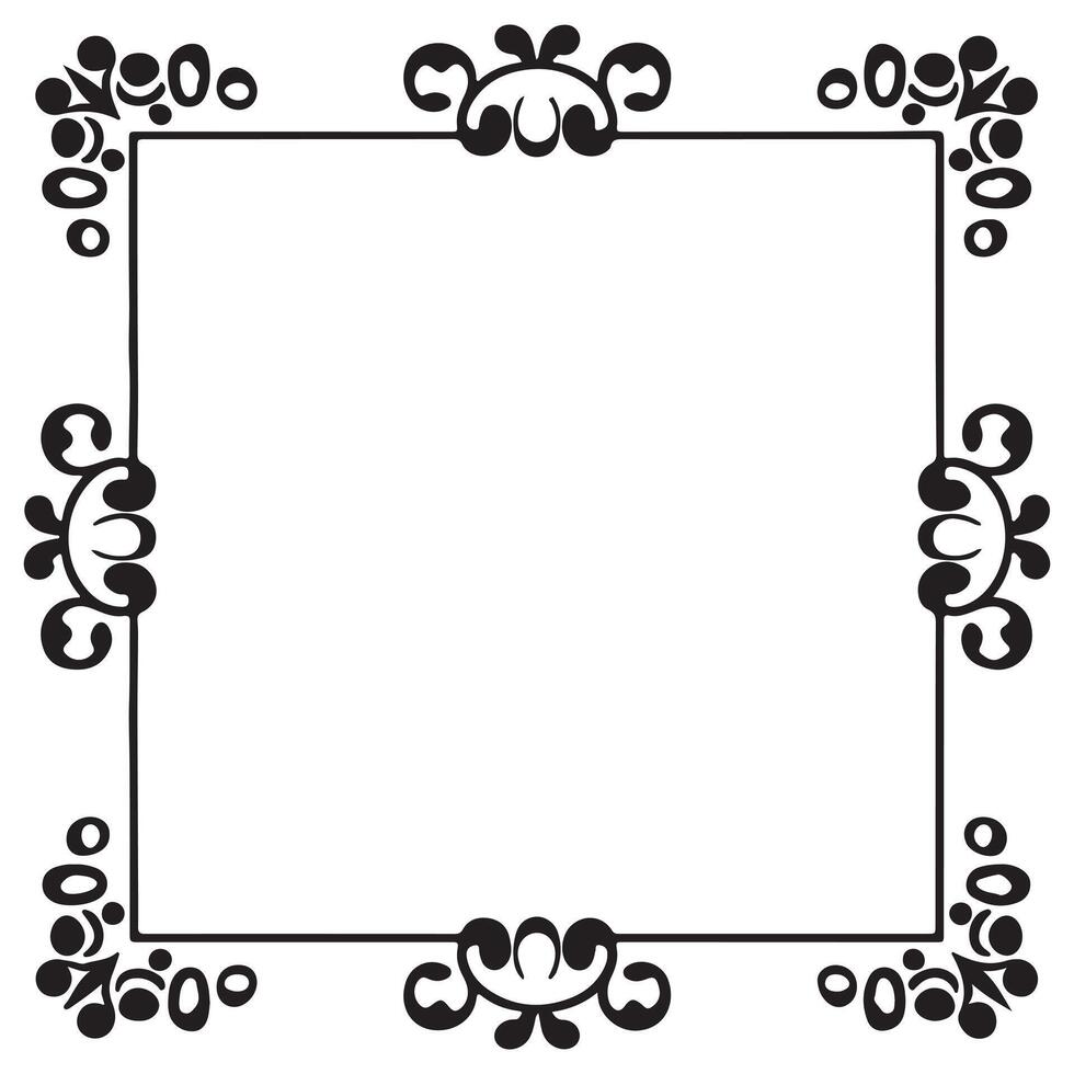 rechteckig Rahmen mit dekorativ Ecke. Design Rand Linie schwarz auf Weiß Hintergrund. vektor