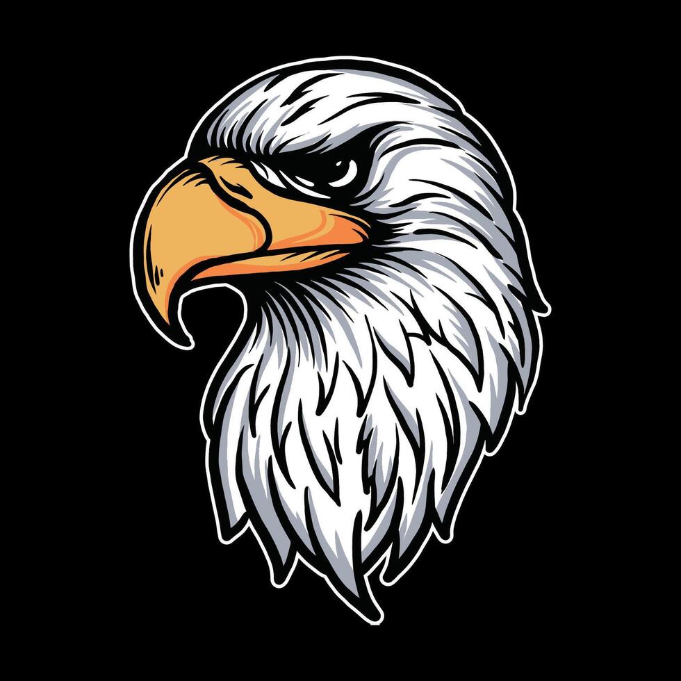 Adler Maskottchen Kopf Vektor Illustration auf schwarz Hintergrund