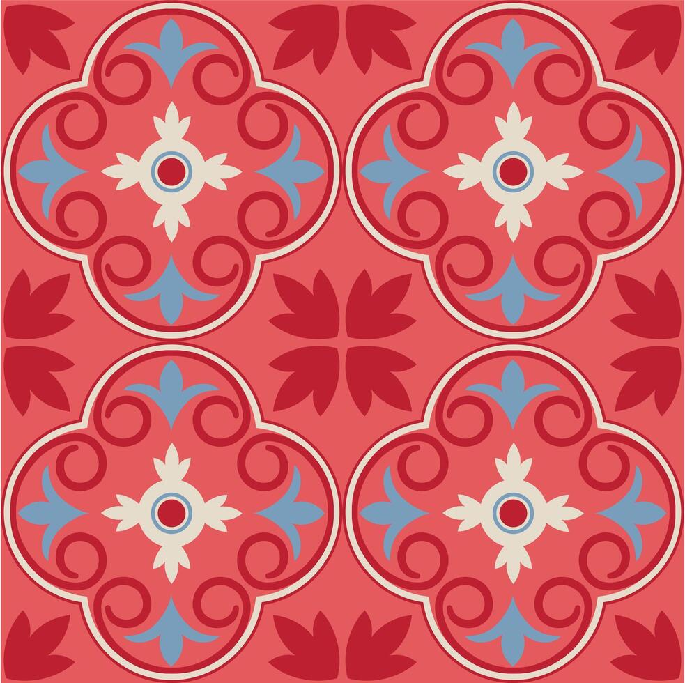 röd bricka sömlös mönster med dekorativ prydnad. vektor illustration. idealisk för utskrift till tyg och papper eller dekoration.