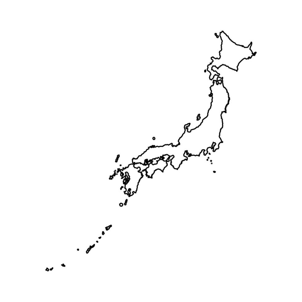 Vektor isoliert vereinfacht Illustration Symbol mit schwarz Linie Silhouette von Japan Karte. Weiß Hintergrund
