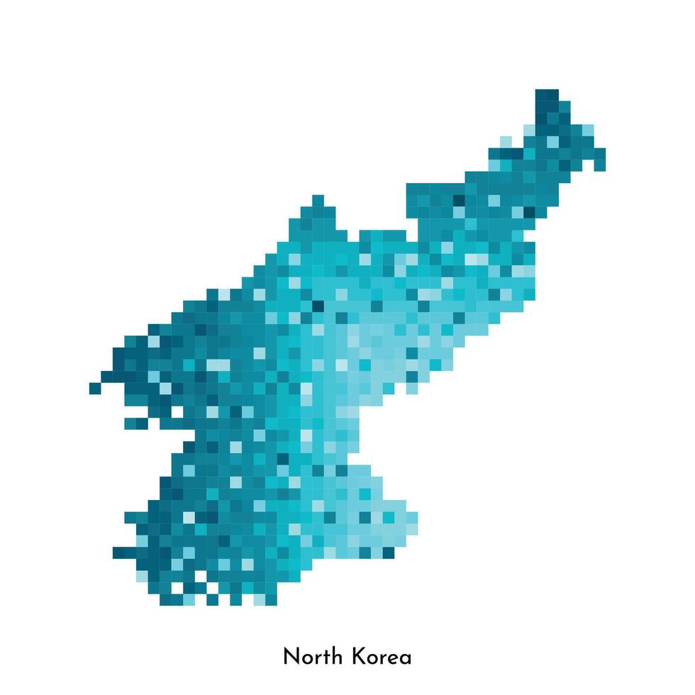 vektor isolerat geometrisk illustration med enkel isig blå form av norr korea Karta. pixel konst stil för nft mall. prickad logotyp med lutning textur för design på vit bakgrund