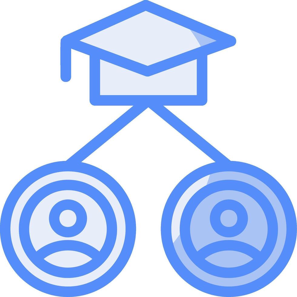 alumner nätverk linje fylld blå ikon vektor