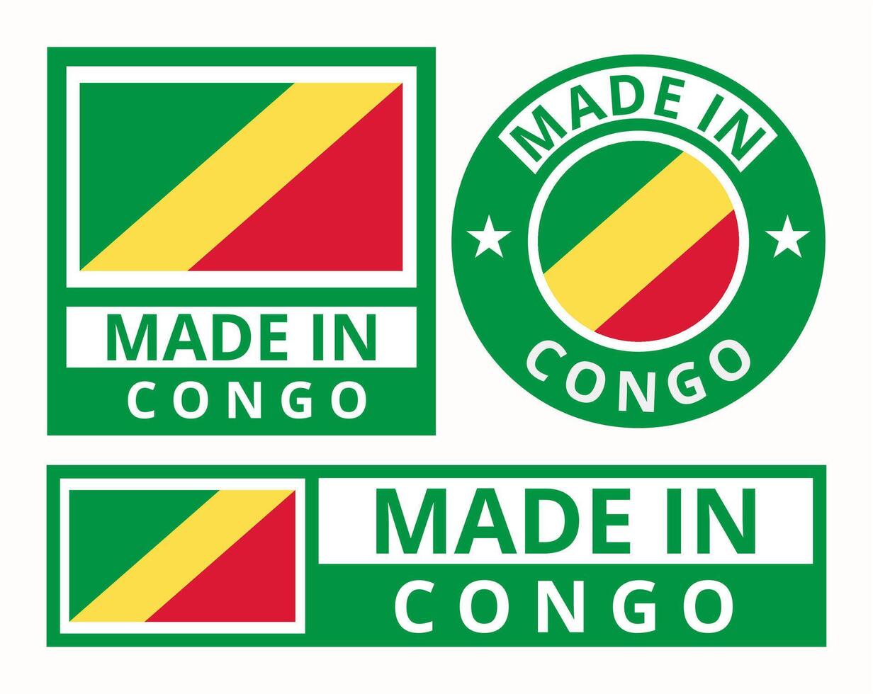 vektor uppsättning tillverkad i kongo design produkt etiketter företag ikoner illustration
